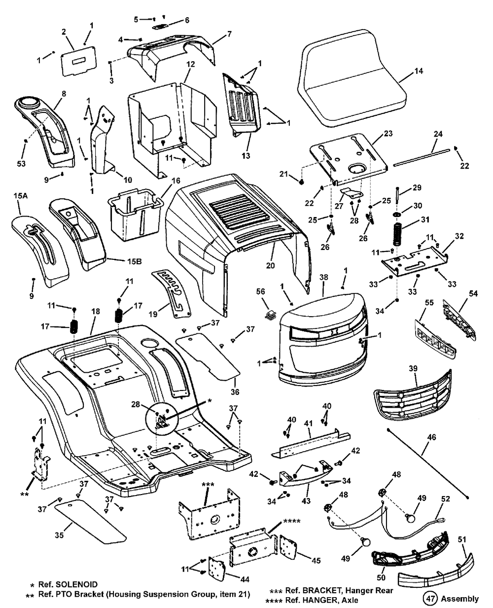 Hood/Seat Group Diagram and Parts List for 7800370-FLT185420 2008 Briggs and Stratton Lawn Tractor